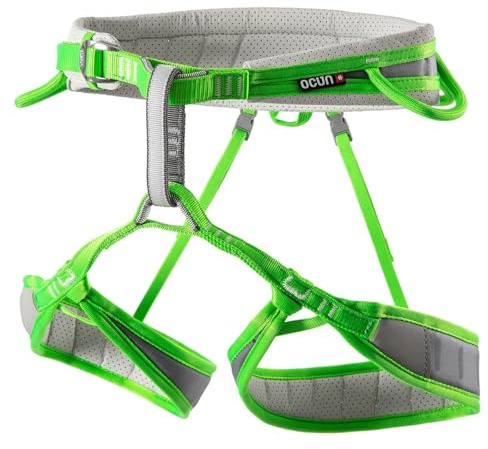 Ocun Neon Climbing Sport Harness I Lightweight Rock Climbing Harness, Green, Medium