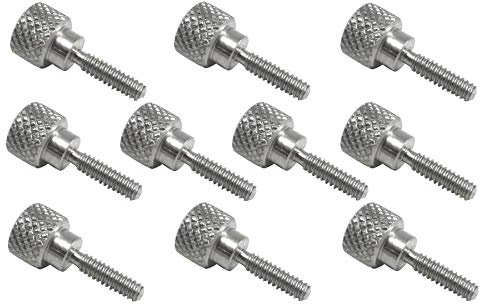 10 Pack 6-32 x 1/2 Inch Threads 303 Stainless Steel Diamond Knurled Thumb Screws Knobs with Straight Shoulders Right-Hand Threads SAE Flat Tip Uncoated