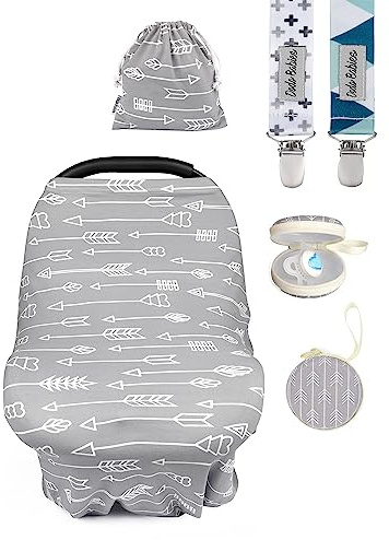Dodo Babies Manta para lactancia, Cubierta de asiento del coche, Bufanda lactancia materna, Ultrasuave y transpirable, Diseño multiuso, Incluye clips para guardar Chupetes, Estuche, Bolsa para Guardar