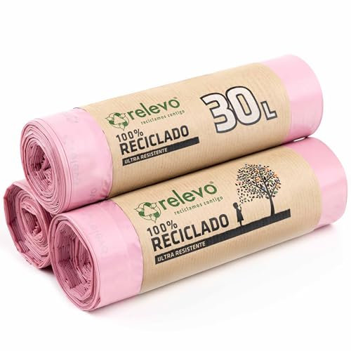 Relevo Sacchi Spazzatura Profumati 100% riciclati, 30 litri, 45 unità