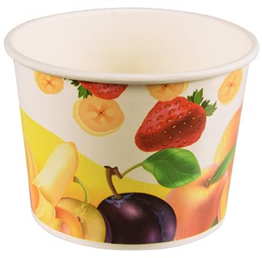 tradingbay24 Eisbecher, Pappe rund 500 ml Ø 11,2 cm, 7,8 cm tbU90239 Eis-Schale Dessertschalen Früchte-Dekor, 500 Stück
