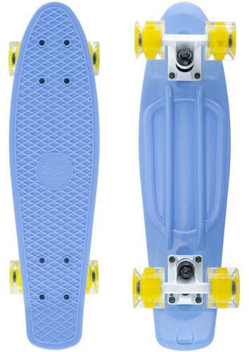Arrow Board - 22 Zoll Skateboard, KMX Mini Cruiser Skateboard für Kinder, Jugendliche, Junge und Mädchen, Retro Stil Penny Board. LED Leuchtrollen(22 Zoll LED Blue)