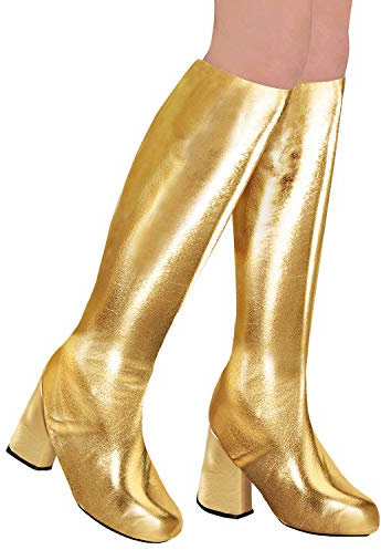 NET TOYS Aufregende GoGo Schuhüberzieher - Gold - Hinreißendes Party-Accessoire Stiefel-Überzieher für Damen - Bestens geeignet für Mottoparty & Karneval