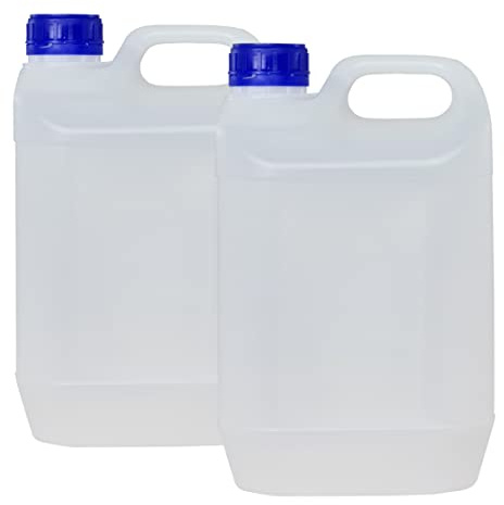 Bidón Garrafa Plástico 5 litros Traslúcido boca 4 cm. Homologado para transporte. (2 Unidades)