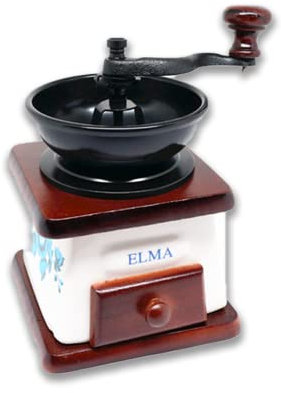 ELMA Molino de Café Decorativo, Molinillo de Cerámica Vintage Estilo Retro | Pieza Decorativa para Cocina, Salón o Cafetería | No Muele Café, 12,5 x 12,5 x 17 cm, Color Oscuro