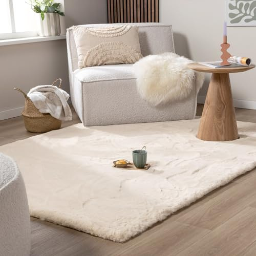 FRAAI | Home & Living Hochflor Teppich - Comfy Supreme Creme - 230x330 cm | Shaggy, Einfarbig - Ländlich, Modern, Skandinavisch - Wohnzimmer, Esszimmer, Schlafzimmer - Fellteppich