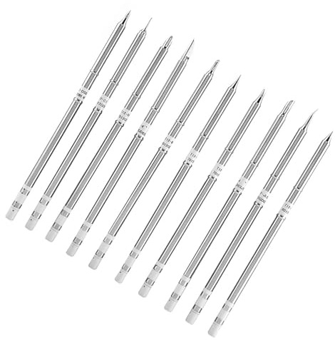 T12 Series Soldering Iron Tips Set, 75W Oxygen-Free Copper Solder Tips 200-480℃, 10 Tip Shapes for FX-951 Soldering Station, for Electronics Repair Soldering Work