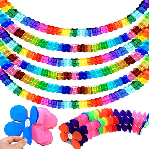 5 Pezzi 9.84ft Ghirlande di Carta Multicolore, Quadrifoglio Festoni Colorato, Ghirlanda Decorazione Carta Farfalla per Festa Compleanno Laurea Matrimonio Carnevale Natale