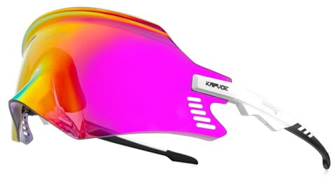 KAPVOE Cycling Glasses MTB Sport Sunglasses Mountain Bike Riding Motorcycle BMX Men Women Red White 11