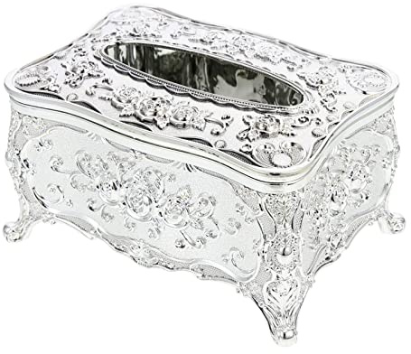 Servietten Box Europ?ischer Stil Tissue Box Cover Acryl- Pr?genpapier Serviettenhalter Beh?lter Papierabdeckung Serviettenhalter Home Dekoration (Silber) Papiertuchspender