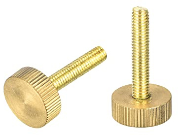 sourcing map Gerändelte Rändelschrauben, M6 x 30 mm, flache Messingschrauben, Griffknöpfe für PC, elektronisch, mechanisch, 2 Stück