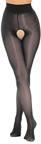 dPois Collant Donna Sexy Hot per Sesso Cavallo Aperto Calza Calzamaglie a Vita Media Elegante Fitness Leggings Tights Calze per Reggicalze Stockings Babydoll Lingerie Nero Taglia unica
