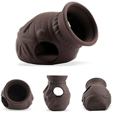 KyeeaDIY Aquarium Dekoration Thematische Ornamente Keramik Fischbecken Höhle Ornamente für Betta Cichlid Aquarium Zubehör Landschaftsbau Rock Cave Deko Fish Shrimp Hiding (Vase)