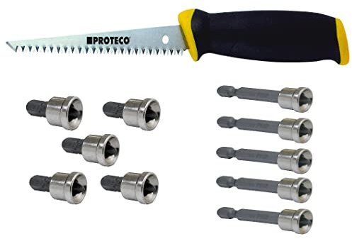 Proteco-Werkzeug® Set 10 x PH 2 Bit Trockenbaubit, 5 St. 25 mm, 5 St. 50 mm Rigips Gipskarton Bits mit Anschlaghülse Tiefenanschlag und Trockenbauäge