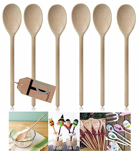 Tradeco direct® 12 (300mm) Beechwood Wooden Spoon, Ideal for Baking, Decorating, Engraving Made in The EU. (3 x 12 Spoons)