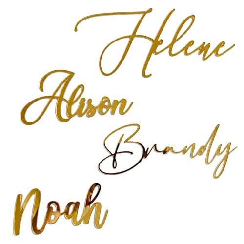 FranJohnsonHouse Personalisierte Name Kuchen Topper für Baby-Taufe, Hochzeit, Geburtstag, Babyparty, Jubiläen, Tortendekoration aus Holz oder Acryl, 4 Verschiedene Schriftarten