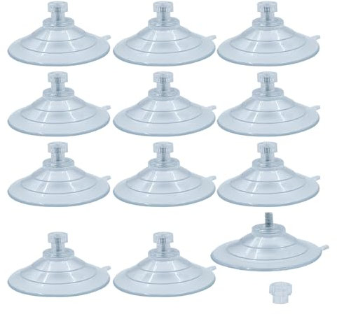 ONEBO 12 Pezzi Plastica Sucker Pad Senza Ganci Trasparente PVC,con Filettatura M5,Senza Ganci Trasparente PVC,Per Mobili, Cucina e Vetro, Ecc (8 * 60mm)