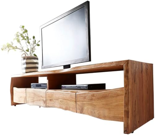 Fernsehtisch Live-Edge Akazie Natur 230 cm 4 Schubkästen Baumkante Lowboard