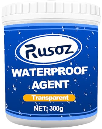 Rusoz Transparent Waterproof Coating Agent, 300g Invisible Waterproof Agent with Brush Super Strong Clear Sealant Crack Repair Glue Leak Proof Adhesive for Roof, Window Sill, Bathroom