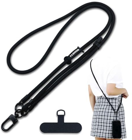 xiaoxiaozhijia Handyband zum Umhängen,Handykette Universal,Lanyard AbnehmbarHandy,Schlüsselband für Alle Smartphones Hüllen (Schwarz)