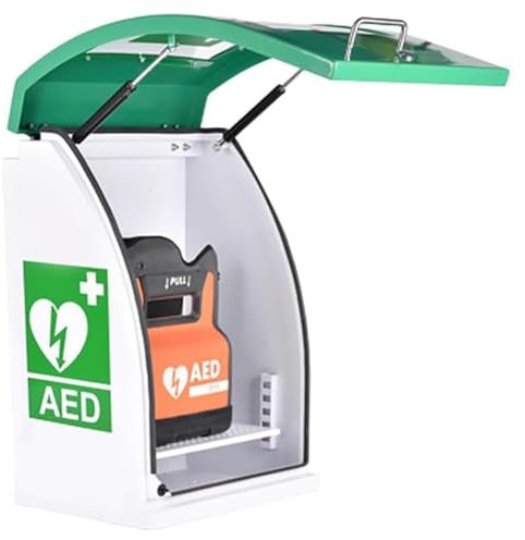 QIANMEI Wandmontierter AED-Defibrillator-Aufbewahrungsschrank, Mit Schlüssel Und Alarm, Einstellbare Trennwandposition, AED-Schrank for Zuhause, Schulen, Clubs Und Gruppen