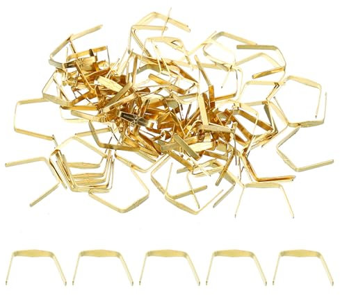 PATIKIL 8x8mm Copper Chandelier Connector Pins, 200Pcs Chandelier Crystal Clips for Fastening Crystals Parts, Chandelier Replacements, Gold