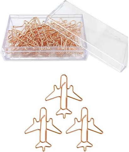 Lesezeichen/Büroklammern, niedliches Flugzeug, Büroklammern, großes Motiv für dekorative Hochzeiten, Postkarten, Einladungen, Büro, Schulbedarf (Roségold)