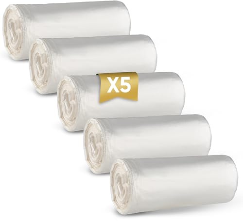 125 Müllbeutel [5L] Mülltüten für kleine Kosmetikeimer oder Badezimmer Mülleimer | Hygienebeutel, Kosmetikbeutel, trash bags, garbage bags | 5 Rollen, Transparent | Steßmer