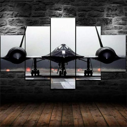 CHTEMKSJ leinwandbilder wohnzimme 5 teilig SR-71 Blackbird-Flugzeug leinwand bilder wandbilder schlafzimmer wandbilder wohnzimmer modern Wanddekoration 100 * 55