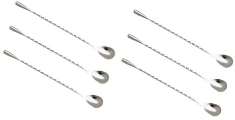 TOPBATHY 6pcs Stainless Steel Mixing Spoons Spiral Bar Stirring Spoons Reusable for Drinks Desserts