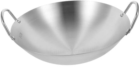 FUNOMOCYA Padella Wok Inossidabile Utensile Versatile Per Frittura Stufatura e Induzione Facile e Resistente