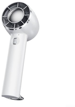 Ventilador silencioso sin aspas recargable por USB, diseño portátil de mano para actividades al aire libre, flujo de aire personalizable con tres ajustes de velocidad (blanco)