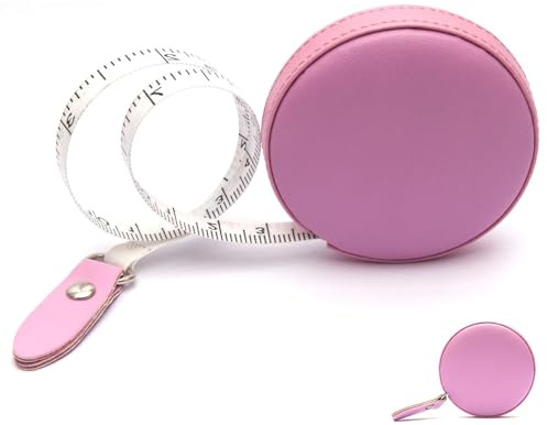 Tape Measure Leather Retractable, 60 Inch/1.5 Meter Long Small for Tailors and Designers,sewing tape measure,retractable tape measure sewing (Pink)