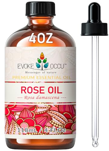 EVOKE OCCU Huile Essentielle Rose 118ml, Huile d'Aromathérapie Naturelle pour Diffuseur, Bougie de Parfum, Massage, Bricolage, Bain et Relaxation - 4 FL Oz