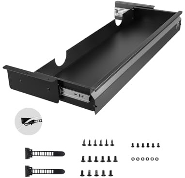 VEVOR Tiroir Coulissant sous Bureau, 840x240x107 mm, Tiroir Organisateur de Rangement de Bureau Caché, Capacité de Charge 5 kg, Espace Économisé pour Maison sous Table, Poste de Travail Assis-Debout