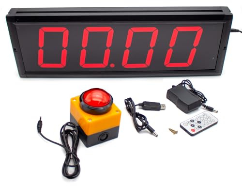 Toplionace 4 Zoll Digitaluhr mit 4 Stelliger Anzeige, Inklusive Fernbedienung, Countdown Stoppuhr und Trainings Rednerzeitmessung (CN-25-0206)