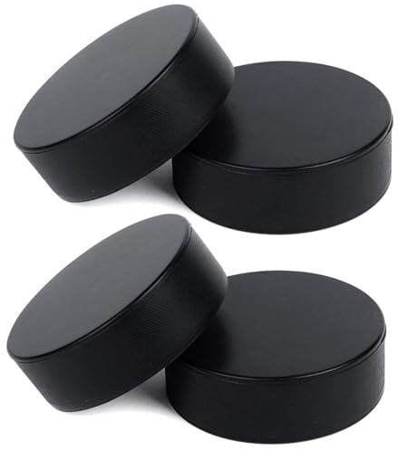 HoveeLuty Schaumstoff-Eishockey-Pucks, 4 Stück, verschleißfest, leichte Hockey-Pucks zum Üben und klassischen Training, weicher schwarzer Hockey-Puck für den Innenbereich, Geschenke, Eishockey-