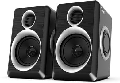 Altoparlanti per computer, altoparlanti 2.0 per PC o laptop,Casse pc ingresso AUX da 3,5 mm, altoparlanti per PC alimentati tramite USB, bassi profondi (Nero)