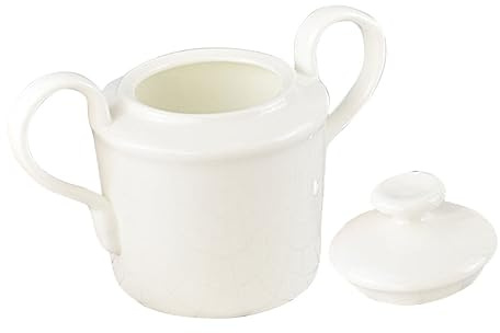 LIFKOME Azucarero para Almacenar Azúcar y Sal de Cerámica Blanco con Tapa y Doble Asa, Diseño de Boca Ancha Elegante Adecuado para Cocina y Mesa Elegante