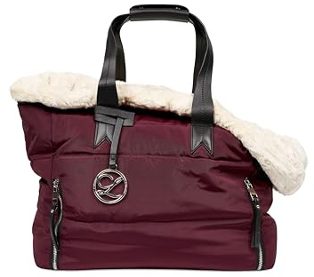 L'ÉLIANNE | Luxuriöse Hundetasche | Burgundrot | Umhängetasche | Trageband um die Schulter | Weich | Kleiner bis mittelgroßer Hund | Hohe Qualität | Luxus-Oberflächen | Inklusive Sicherheitsgurte (S)