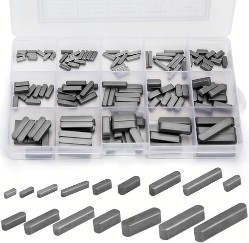 140 Piezas Chavetas, Llave de Eje de Accionamiento Paralela 3 4 5 6 mm, Juego de Llaves de Pluma de Punta Redonda, con Estuche Surtido de Chaveteros de Acero Inoxidable