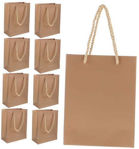 BESTYASH 10 Stück Goldene Geschenktaschen Handliche Papiertragetaschen für Partys und Einkäufe Kleine Papierverpackungen mit Tragegriff für Diverse Anlässe
