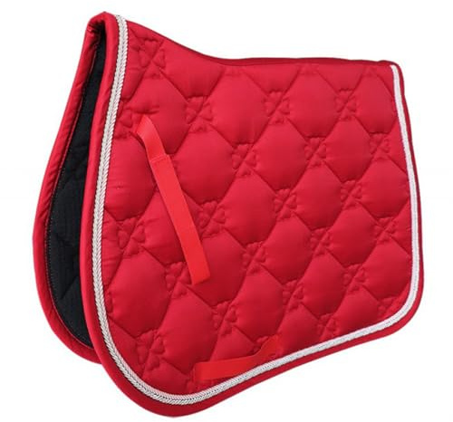 mophrati Bestes Satteltaschenkissen für Pferde – Innenfutter aus Baumwollgewebe mit Gittermuster, Allzweck Sattelunterlage aus Polyester, Dressur Sattelunterlage, Rot