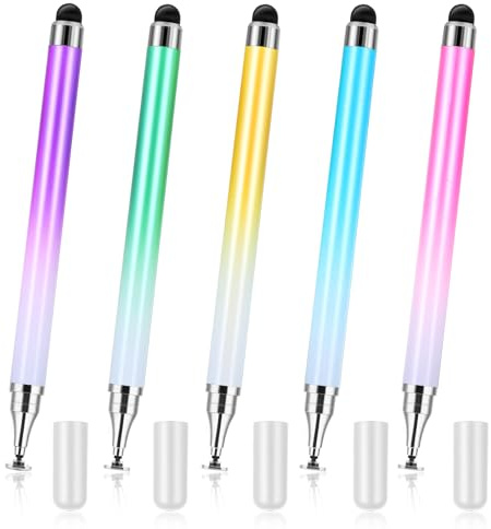IANFAN 5 stycken surfplattepennor för alla surfplattor, 2 i 1 penna för mobiltelefon pekskärm penna gummi Stylus Touch Pen kompatibel med alla mobiltelefoner och surfplattor