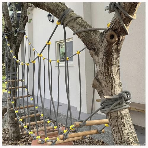 YMXBHN Kinder-Hängebrücke Outdoor-Hindernisparcours Holz-Balance-Kletterbrücke Polyamid-Strickleiter Für Baumhaus Im Garten Kindergarten,600cm（18ft）