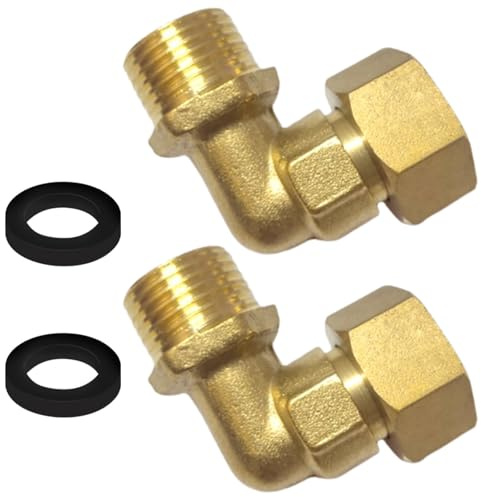 Confezione da 2 raccordi a gomito in ottone a 90 gradi, 1,3 cm, facili da usare, per impianti idraulici e sistemi di riscaldamento, raccordi in ottone resistente