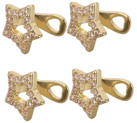 DIKACA 4 Stück Mehrteiliges Zahnschmuck Funkelndes Zirkonia Goldfarbene Hip-hop Zahnkappe Leichter Clip – Zahnschmuck mit Hohlem Sternmotiv Vielseitiges Accessoire für Rapper