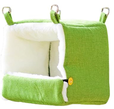 Winter Heating Bird Nest Hanging Hammock Comfortable Large with Heater Parrot Warmer Hut for Lovebird Parakeet Budgie Parrot, Green