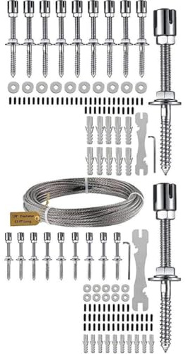 URPIZY Lot de 10 grilles d'espacement en acier inoxydable pour plantes grimpantes - Avec câble métallique de 16 m - Pour lierre, roses et plantes grimpantes - Inoxydable et résistante aux intempéries