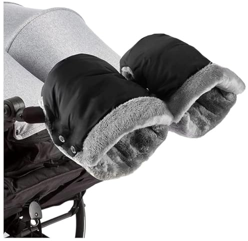 Pack of 2 Stroller Hand Mitts – Waterproof Nylon Buggy Handle Gloves with Plush Inner Lining, Universal Fit for Most Prams and Pushchairs, Warm Weather-Resistant Winter Accessory for Parents